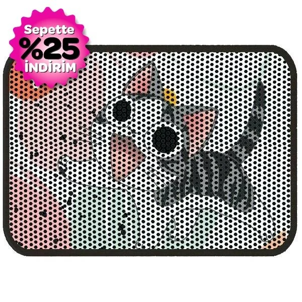 Herniks Elekli Desenli Kedi Tuvalet Önü Paspası 60 x 45 cm Neşeli Kedi - 2