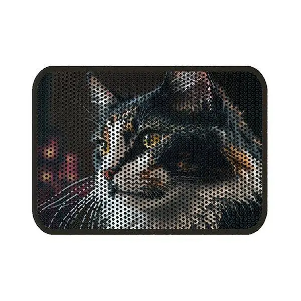Herniks Elekli Desenli Kedi Tuvalet Önü Paspası 60 X 45 cm - Siyah Beyaz - 1
