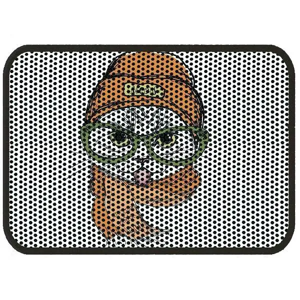 Herniks Elekli Desenli Kedi Tuvalet Önü Paspası 60 x 45 cm Turuncu Şapkalı - 1