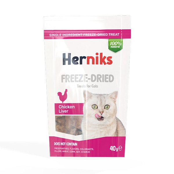 Herniks Freeze Dried Tavuk Ciğerli Kedi Ödül Maması 40 gr - 1