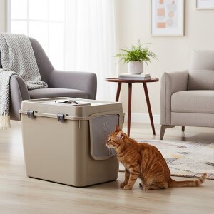 Herniks Handor Kapalı Kedi Tuvaleti 57x39x43 - Bej - 2