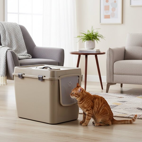 Herniks Handor Kapalı Kedi Tuvaleti 57x39x43 - Bej - 2