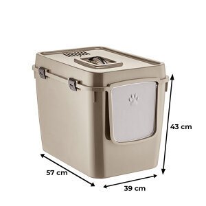 Herniks Handor Kapalı Kedi Tuvaleti 57x39x43 - Bej - 3