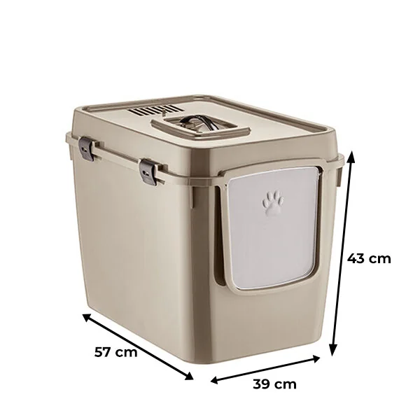 Herniks Handor Kapalı Kedi Tuvaleti 57x39x43 - Bej - 3