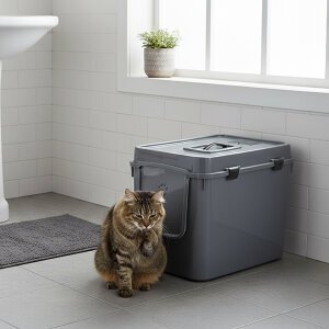 Herniks Handor Kapalı Kedi Tuvaleti 57x39x43 - Gri - 2