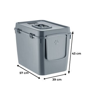 Herniks Handor Kapalı Kedi Tuvaleti 57x39x43 - Gri - 3