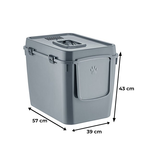 Herniks Handor Kapalı Kedi Tuvaleti 57x39x43 - Gri - 3