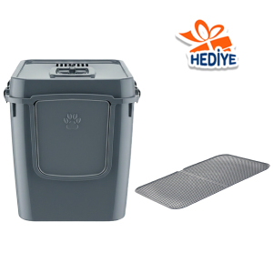 Herniks Handor Kapalı Kedi Tuvaleti 57x39x43 - Gri