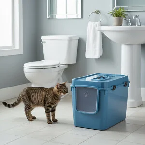 Herniks Handor Kapalı Kedi Tuvaleti 57x39x43 - Mavi - 2