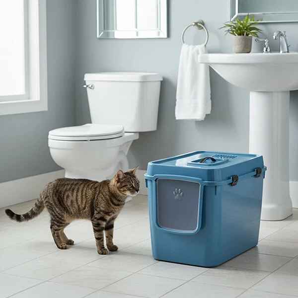 Herniks Handor Kapalı Kedi Tuvaleti 57x39x43 - Mavi - 2