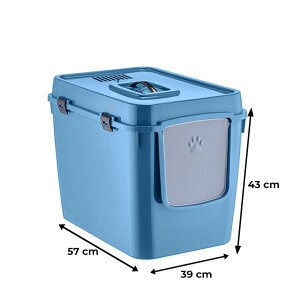 Herniks Handor Kapalı Kedi Tuvaleti 57x39x43 - Mavi - 3