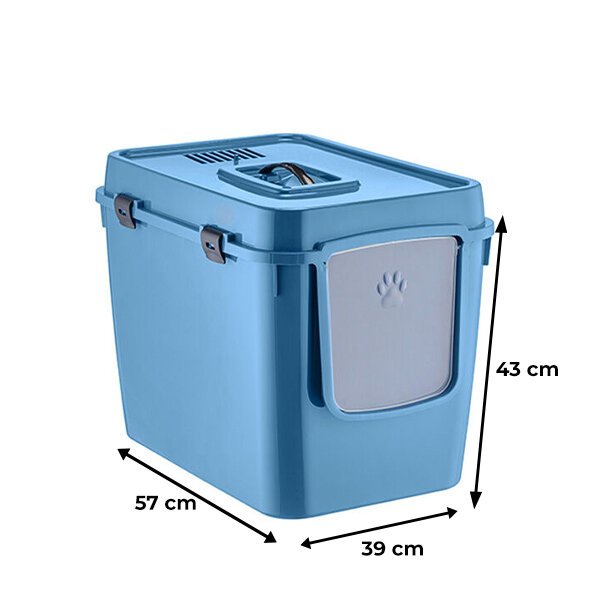Herniks Handor Kapalı Kedi Tuvaleti 57x39x43 - Mavi - 3