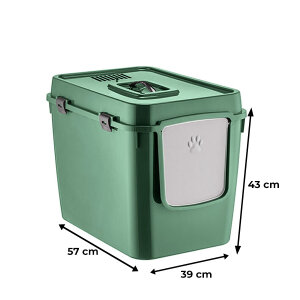 Herniks Handor Kapalı Kedi Tuvaleti 57x39x43 - Yeşil - 3