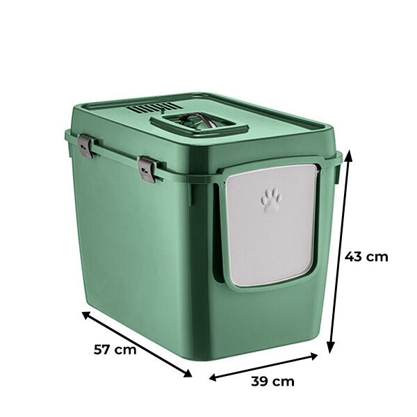 Herniks Handor Kapalı Kedi Tuvaleti 57x39x43 - Yeşil - 3