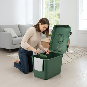 Herniks Handor Kapalı Kedi Tuvaleti 57x39x43 - Yeşil - 4