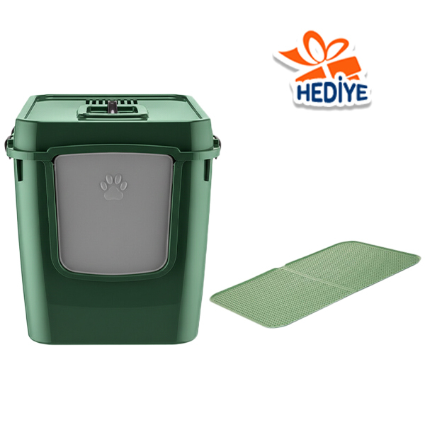 Herniks Handor Kapalı Kedi Tuvaleti 57x39x43 - Yeşil - 1