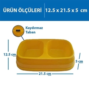 Herniks İkili Mama ve Su Kabı 250ml - Sarı - 2