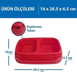 Herniks İkili Mama ve Su Kabı 500ml - Kırmızı - 2