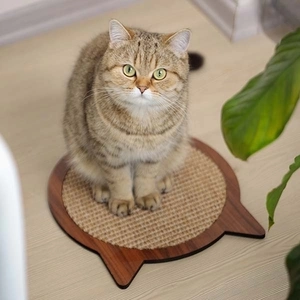 Herniks Kedi Otlu Doğal Ahşap Zemin Sisal Tırmalama Tahtası 31x29cm - 2