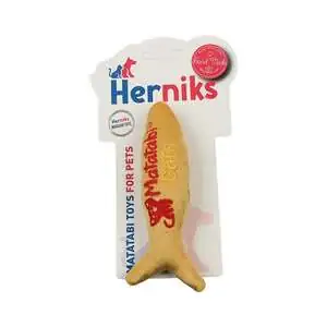 Herniks Matatabili Sesli Peluş Kumaş Kedi Oyuncağı - Fishy 14cm Sarı