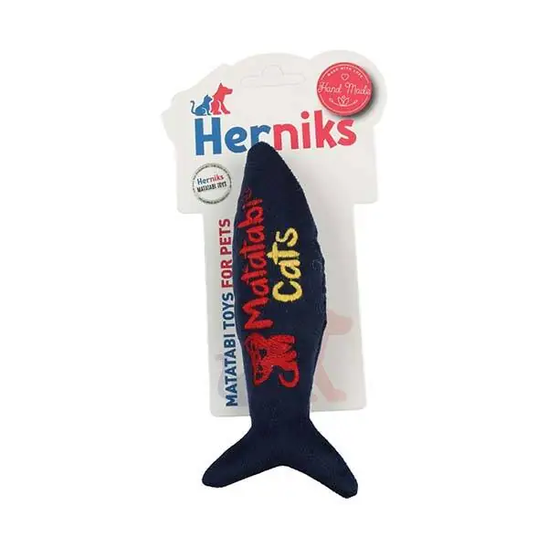 Herniks Matatabili Sesli Peluş Kumaş Kedi Oyuncağı – Jr. Fish 20 cm Lacivert - 1