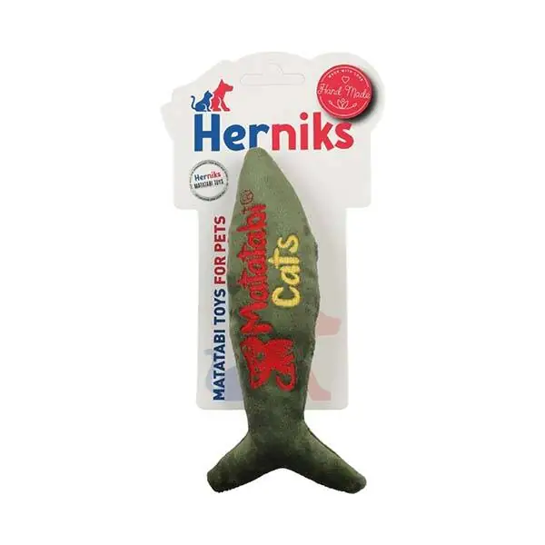 Herniks Matatabili Sesli Peluş Kumaş Kedi Oyuncağı – Jr. Fish 20 cm Yeşil - 1