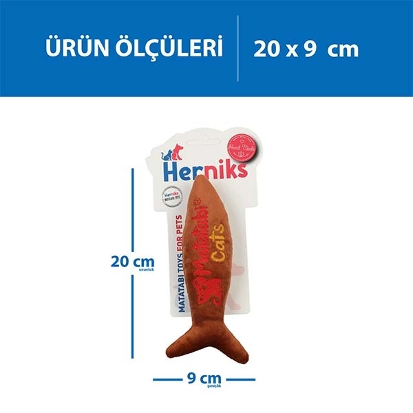 Herniks Matatabili Sesli Peluş Kumaş Kedi Oyuncağı – Jr. Fish 20cm Kahverengi - 3