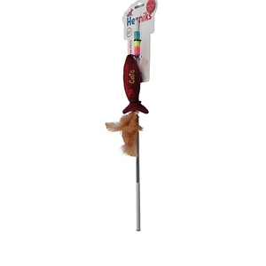 Herniks Matatabili Sesli Tüylü Alüminyum Saplı Kedi Oltası Jr. Fish 45cm -Bordo - 2