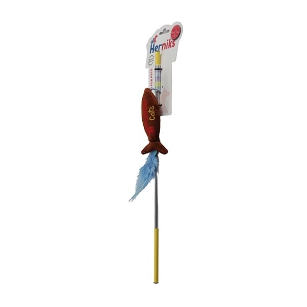 Herniks Matatabili Sesli Tüylü Alüminyum Saplı Kedi Oltası Jr. Fish 45cm -Kahverengi - 1