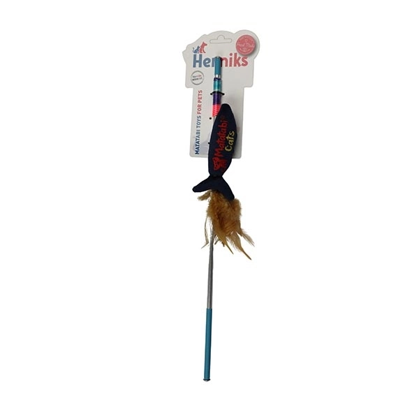 Herniks Matatabili Sesli Tüylü Alüminyum Saplı Kedi Oltası Jr. Fish 45cm -Lacivert - 1