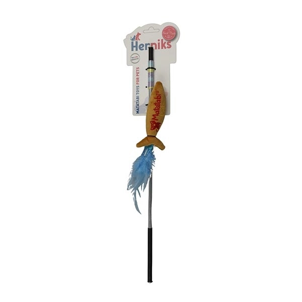 Herniks Matatabili Sesli Tüylü Alüminyum Saplı Kedi Oltası Jr. Fish 45cm -Sarı - 1