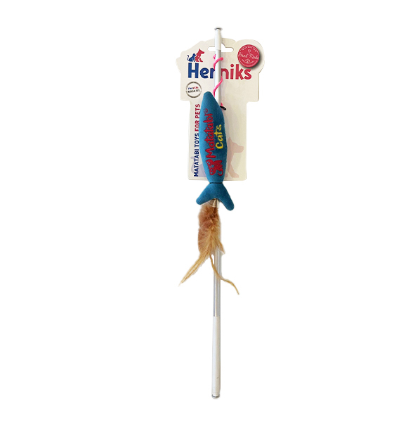 Herniks Matatabili Sesli Tüylü Alüminyum Saplı Kedi Oltası Jr. Fish 45cm -Turkuaz - 1