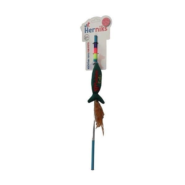 Herniks Matatabili Sesli Tüylü Alüminyum Saplı Kedi Oltası Jr. Fish 45cm -Yeşil - 1
