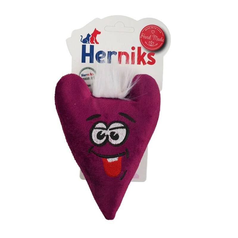 Herniks Matatabili Sesli Tüylü Kumaş Kedi Oyuncağı - Love 15 cm Bordo - 1