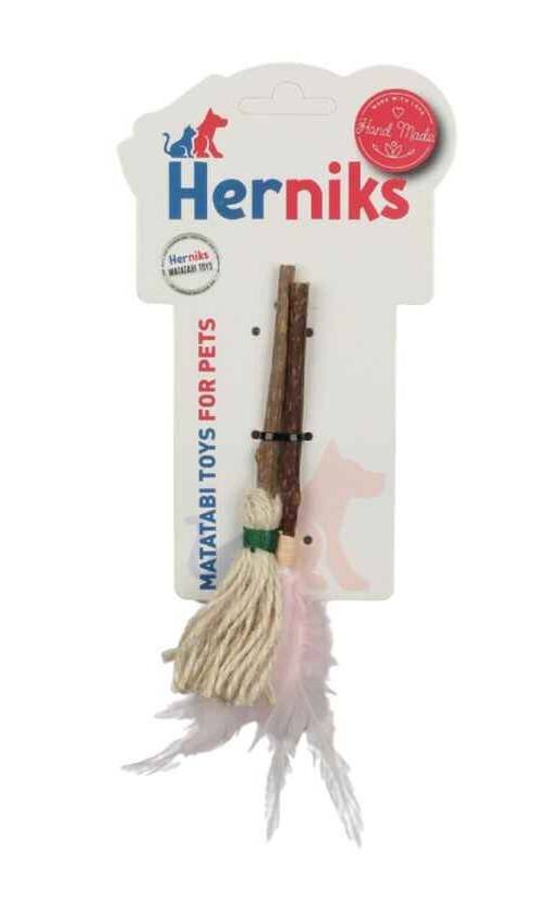 Herniks Matatabili Tüylü Yenilebilir İkili Çiğneme Çubuğu -Tüy+Süpürge 18cm - 1