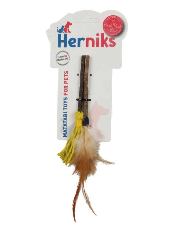 Herniks Matatabili Tüylü Yenilebilir İkili Çiğneme Çubuğu -Tüy+Süpürge 18cm - 2