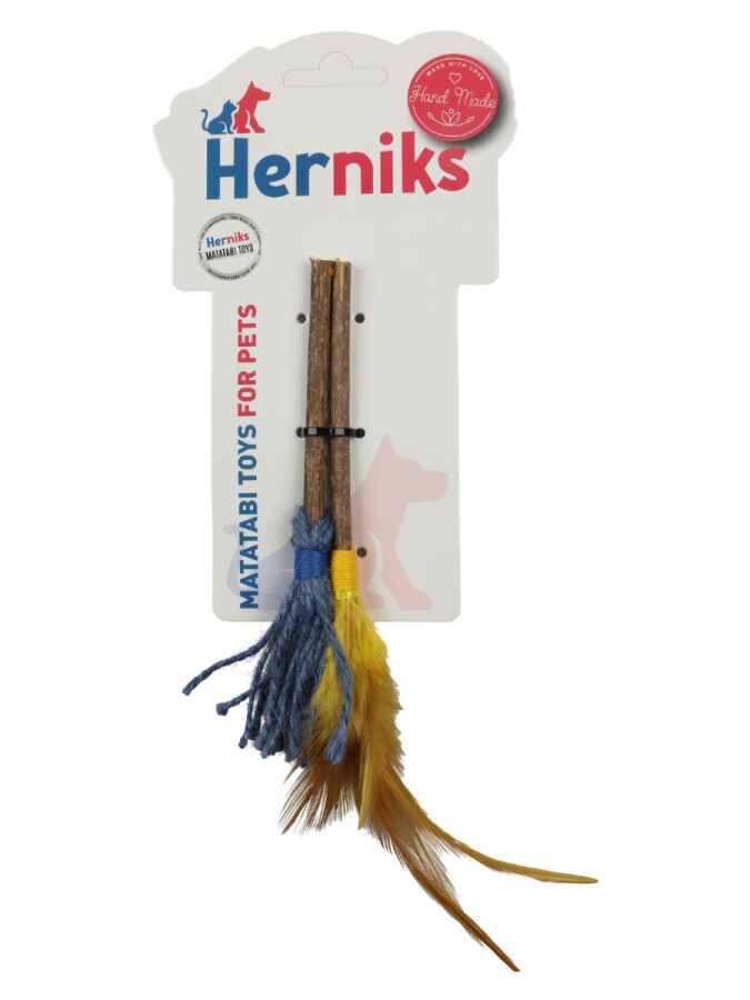 Herniks Matatabili Tüylü Yenilebilir İkili Çiğneme Çubuğu -Tüy+Süpürge 18cm - 6