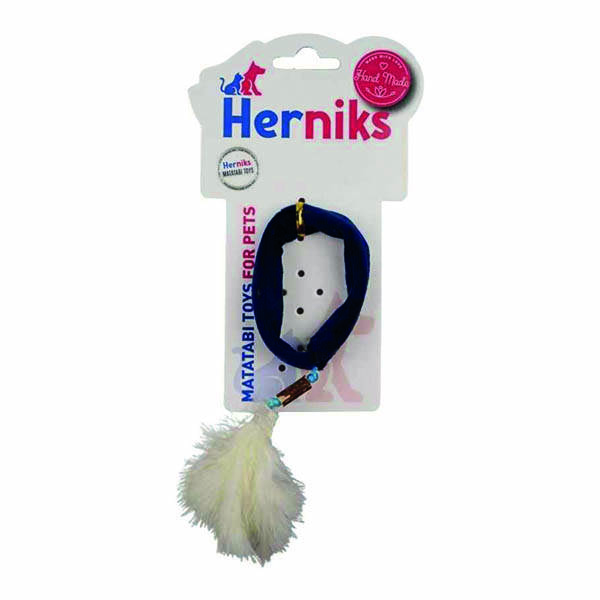 Herniks Matatabili Yaylı Tüylü Kare Kedi Oyuncağı 20cm - Lacivert - 1