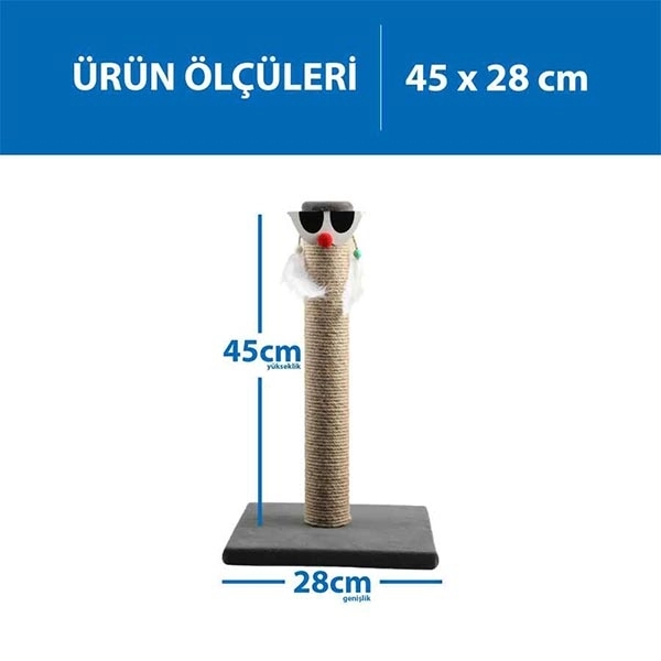 Herniks Palyaço Çubuk Kedi Tırmalama Tahtası 45 Cm - Gri - 2