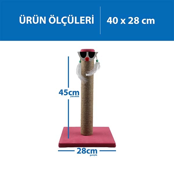Herniks Palyaço Çubuk Kedi Tırmalama Tahtası 45 Cm - Pembe - 4