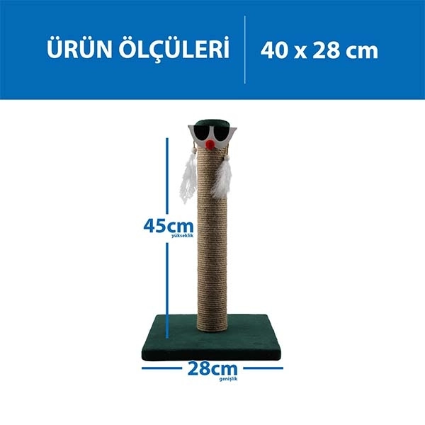 Herniks Palyaço Çubuk Kedi Tırmalama Tahtası 45 Cm - Yeşil - 4