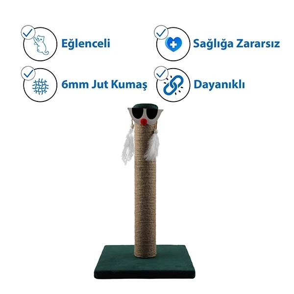 Herniks Palyaço Çubuk Kedi Tırmalama Tahtası 45 Cm - Yeşil - 3