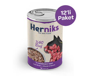 Herniks Parça Biftekli Soslu Kedi Yaş Maması 400 GR (12 adet)