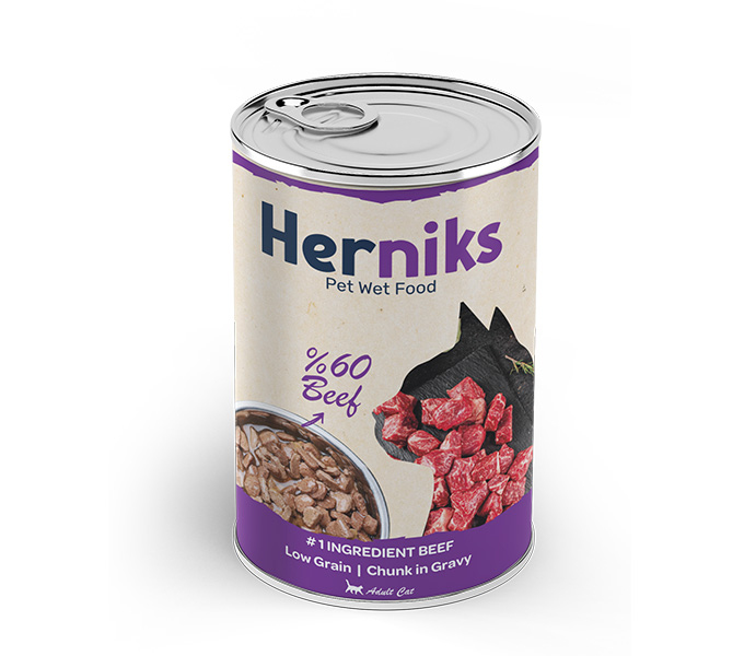 Herniks Parça Biftekli Soslu Kedi Yaş Maması 400 GR - 1