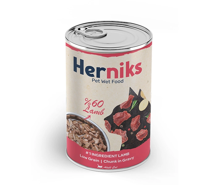 Herniks Parça Kuzu Etli Soslu Kedi Yaş Maması 400 GR - 1