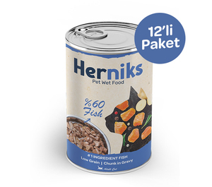Herniks Parça Somon Balıklı Soslu Kedi Yaş Maması 400 GR (12 adet)