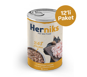 Herniks Parça Tavuk Etli Soslu Kedi Yaş Maması 400 GR (12 adet)