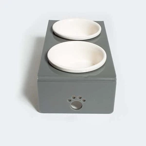 Herniks Pati Desenli Şeffaf Pleksi Ve Seramik İkili Mama Kabı 30x15 Cm - Gri - 3