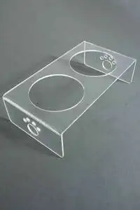 Herniks Pati Desenli Şeffaf Pleksi Ve Seramik İkili Mama Kabı 30x15 Cm - Şeffaf - 5