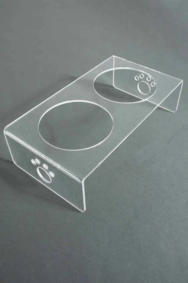 Herniks Pati Desenli Şeffaf Pleksi Ve Seramik İkili Mama Kabı 30x15 Cm - Şeffaf - 5